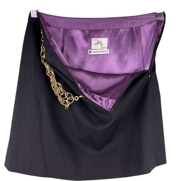 Milly of New York Black Mini Skirt 6 Gold Chain Y2K - Picture 3 of 16